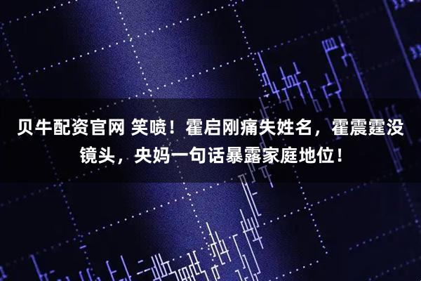 贝牛配资官网 笑喷！霍启刚痛失姓名，霍震霆没镜头，央妈一句话暴露家庭地位！